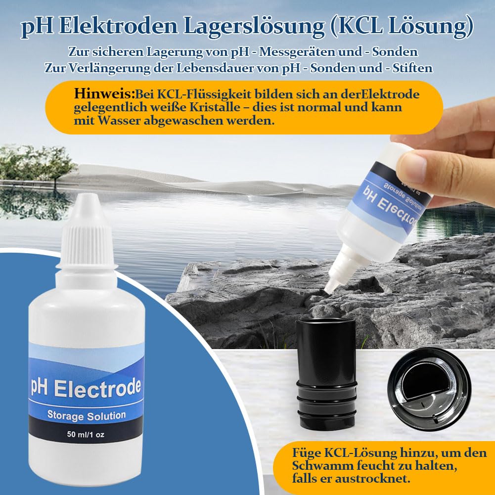 Kit de solution d'étalonnage PH (4.00, 7.00 et 10.01) avec solution tampon KCL, 3 flacons de solution d'étalonnage PH de 50 ml et 1 flacon de 50 ml de solution de sonde KCL PH pour appareil de