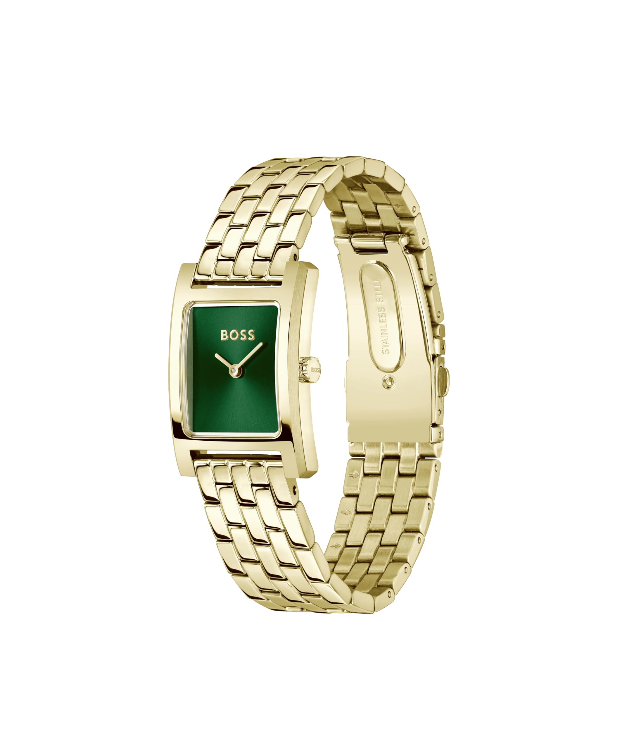 BOSS Orologio Con Movimento al Quarzo a Due Lancette da Donna Collezione LUCY con Cinturino in Acciaio Inossidabile o Pelle, e Cassa Rettangolare