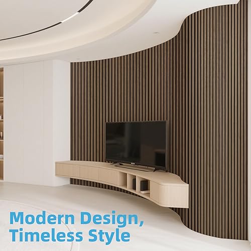 Miniatura 2 de Art3d Panel de pared de listones de madera acústica con diseño plano enrollable, paneles absorbentes de sonido de 95.3 x 23.8 pulgadas para columnas