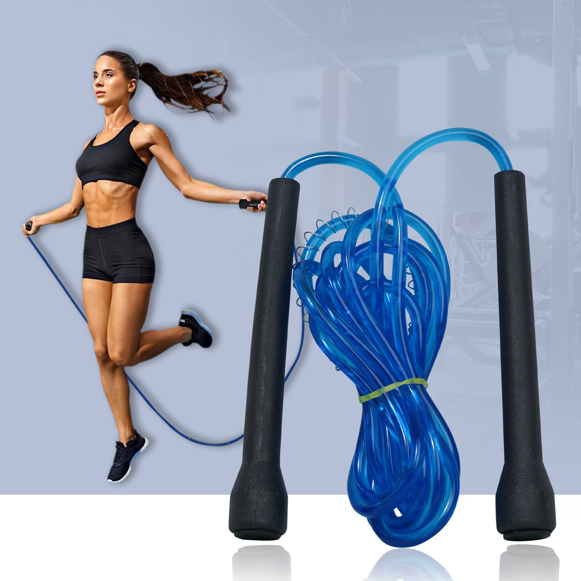 PROUT Skipping Rope | Jump Rope Adjustable Length with PVC Non-slip Handles | Skip Rope for Men & Women (Blue)-image-30