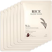 7 Pack Rice Face Mask, Triple Rice Ferment Complex Sheet Mask, Skincare Face Masks for Hydrating,Moisturizing & Soothing Skin, Travel Essentials & Self Care Gifts for Women