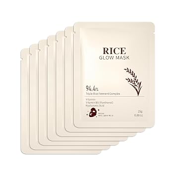 7 Pack Rice Face Mask, Triple Rice Ferment Complex Sheet Mask, Skincare Face Masks for Hydrating,Moisturizing & Soothing Skin, Travel Essentials & Self Care Gifts for Women