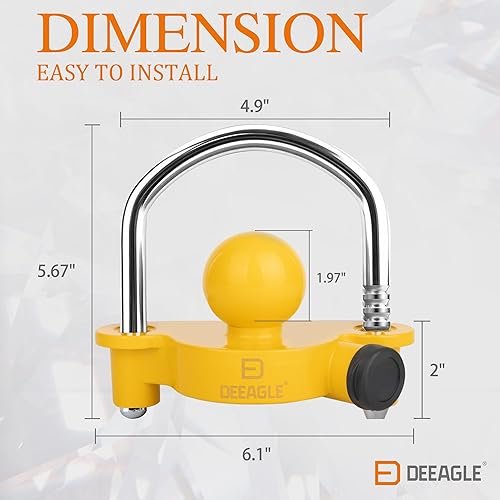 Miniatura 3 de DEEAGLE Bloqueo de acoplador de bola de remolque, cerradura de bola universal para remolque, se adapta a acopladores de enganche de 1-78, 2 y 2-516