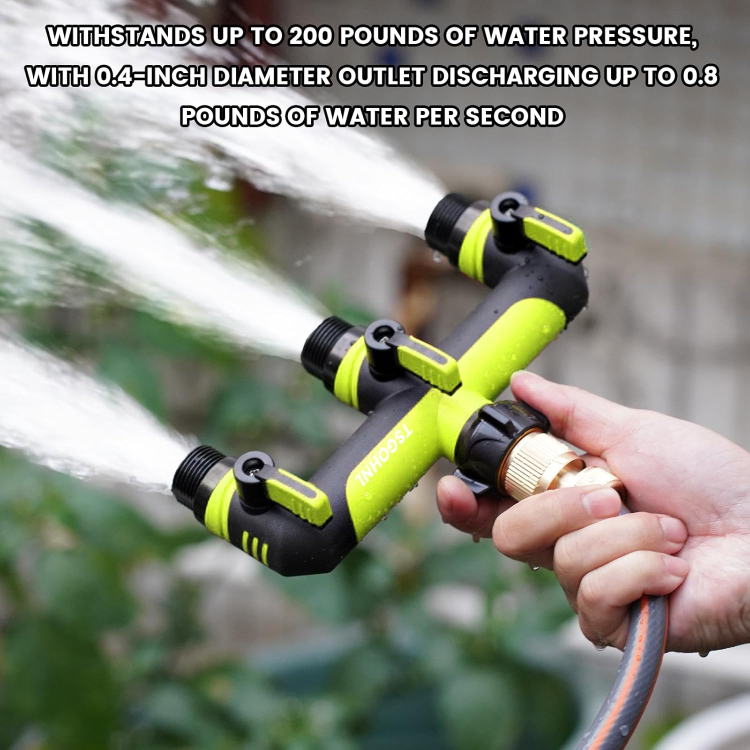 3/4-Inch Garden Hose Splitter, Outdoor Faucet Adapter, Patio Hydrant Manifold - Designed for Multiple Irrigation System Sprinkler Timers, 3-Way Hose Bib Valve-green