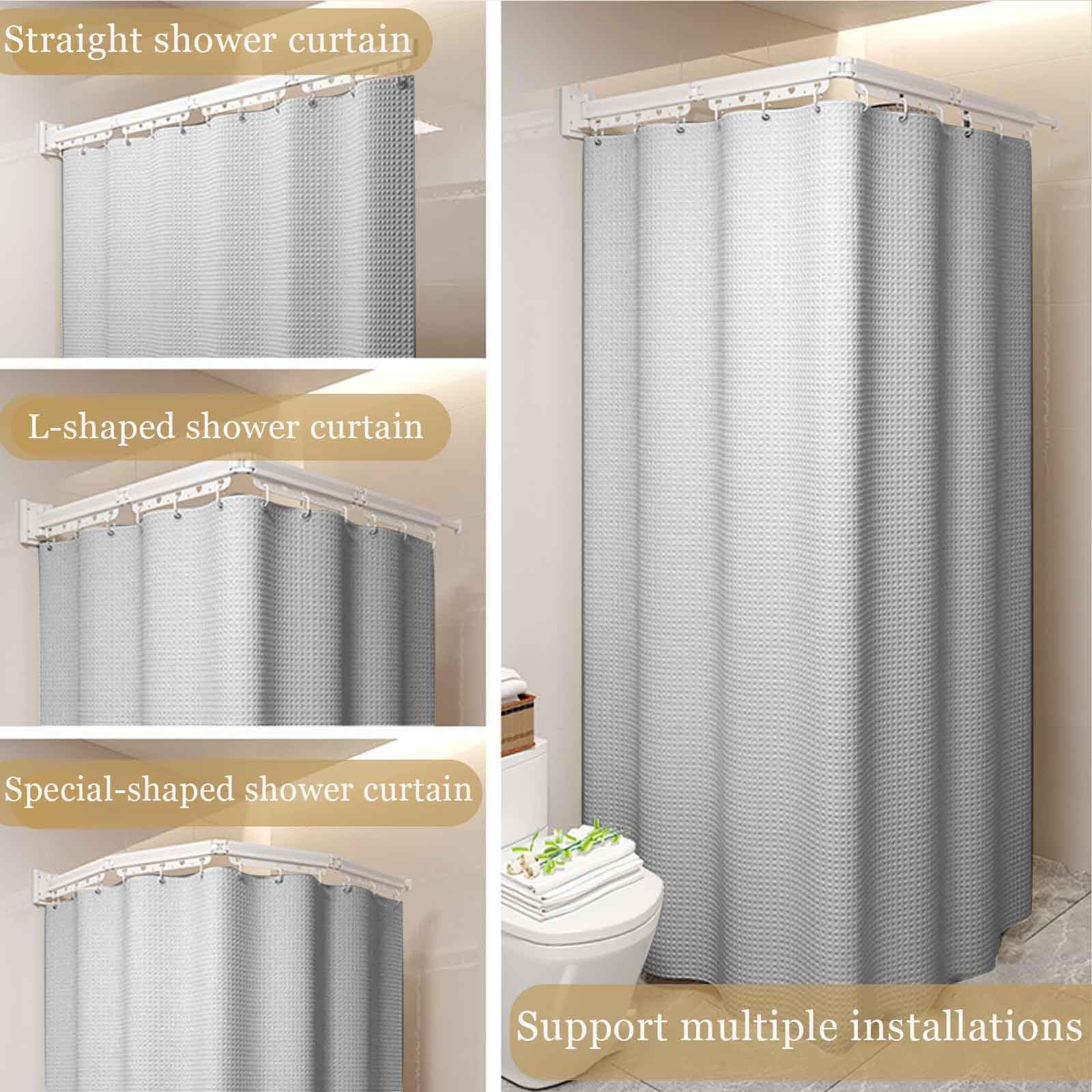 Cortina de ducha plegable ajustable y juego de lino, moderna cortina de ducha resistente al agua, barras de baño extensibles (cortina de 80 pulgadas de ancho x 180 pulgadas de alto) para decoración
