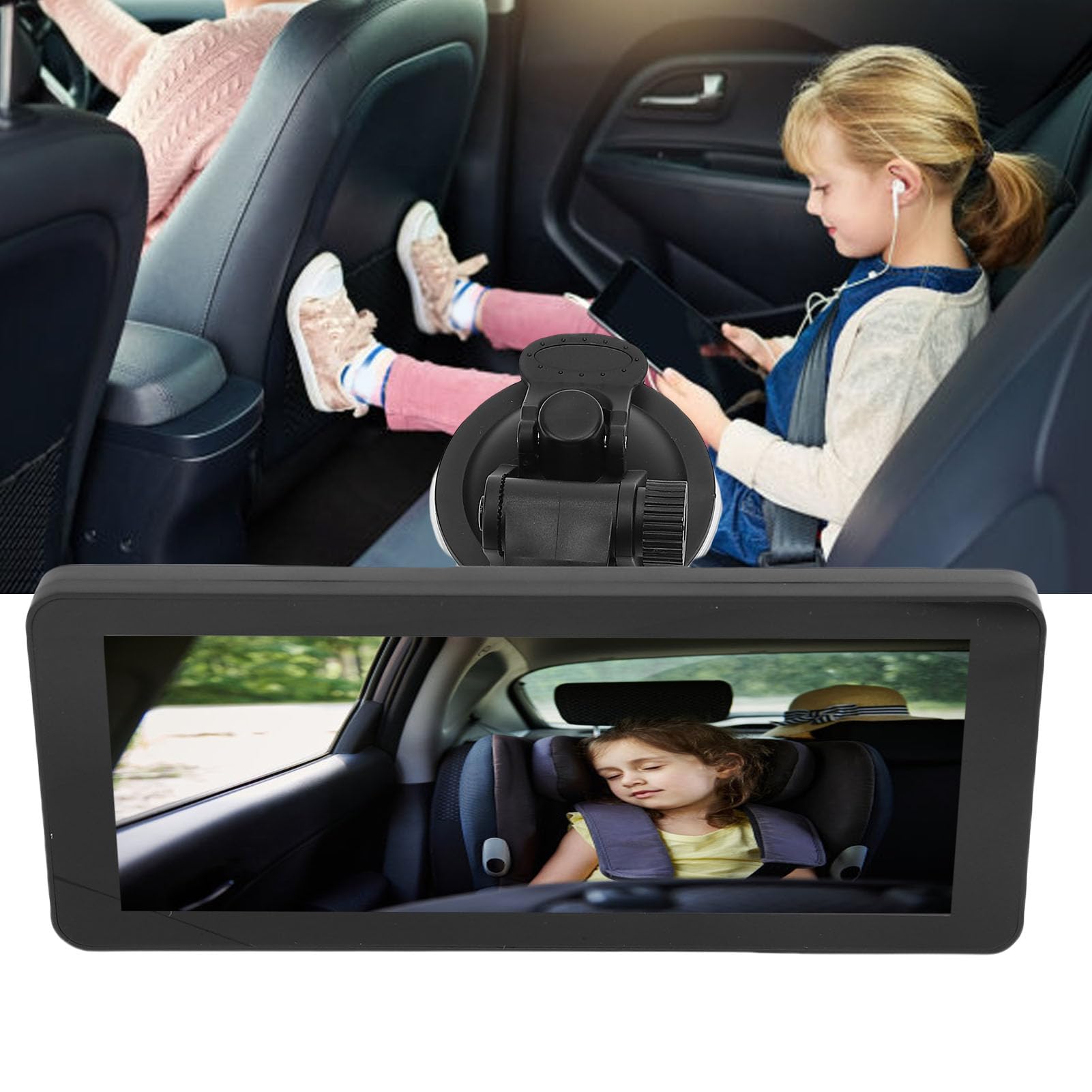 Tangxi Double Caméra de Voiture pour bébé, écran partagé HD de 6,86 Pouces avec Transmission à 0 Retard, luminosité Réglable et Support Stable, pour Voitures, SUV et Petits Camions