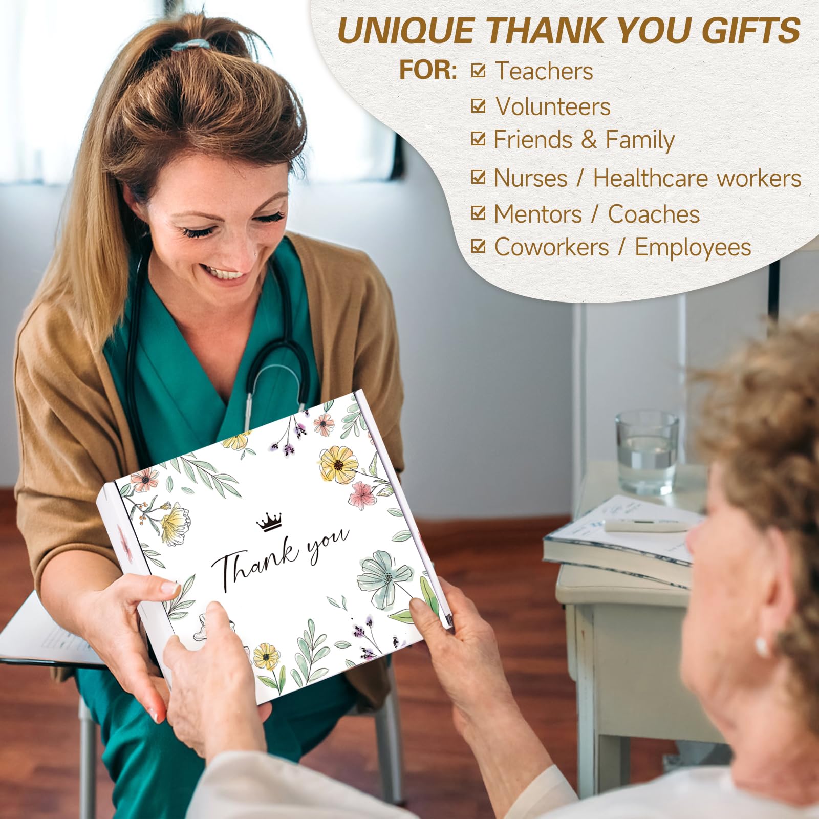 Regalos de agradecimiento para colegas, 9 piezas de regalos de agradecimiento para mujeres, regalos de agradecimiento para profesores, cesta de regalo de agradecimiento para mujeres