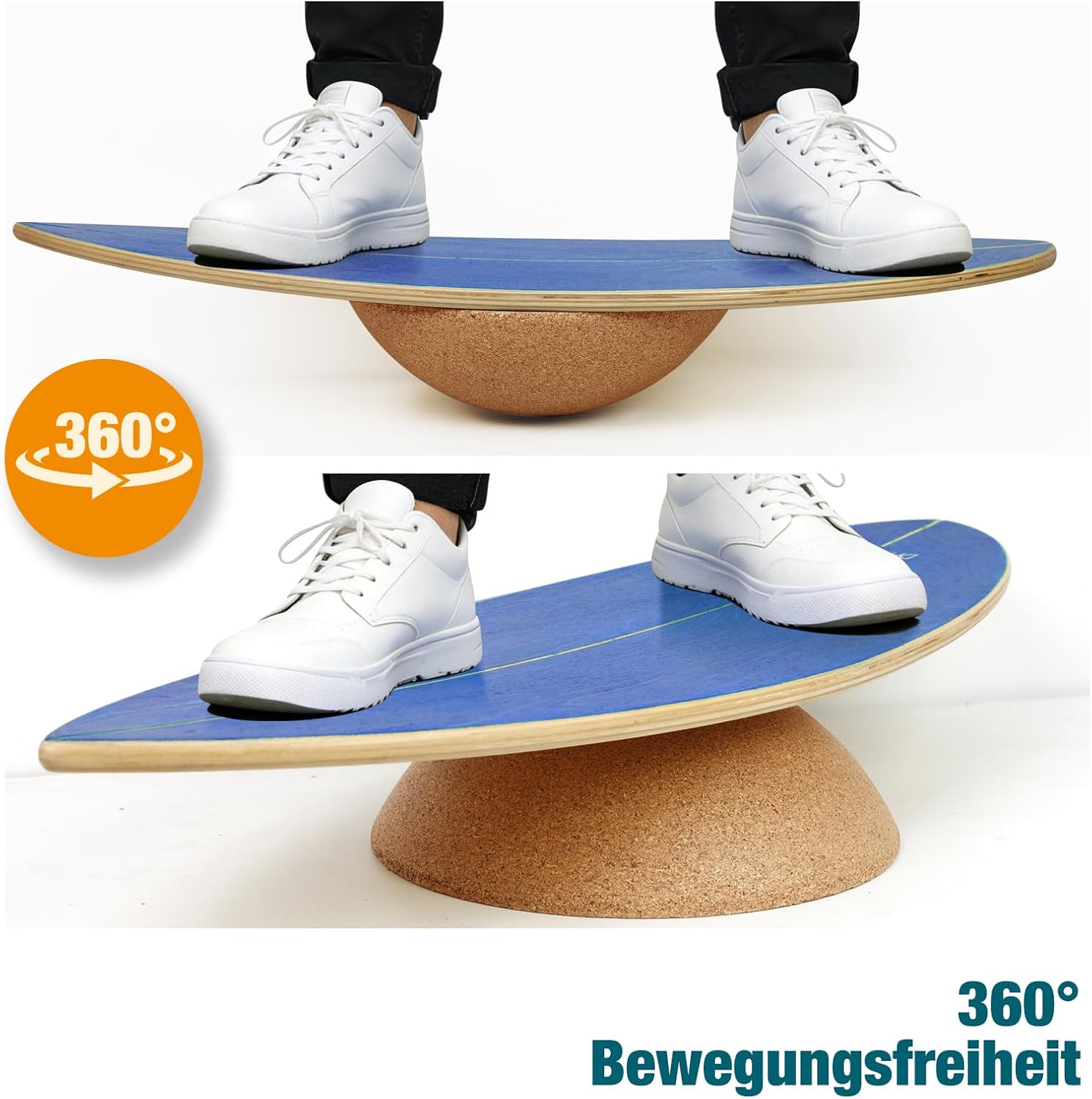 Cork Hemisphere for Surfing Balance Board Adults 30 x 10 cm 360° Half Balance Ball Suitable for All Surf Balance Board 100% Natural Cork, Non-Slip and Floor-friendly
