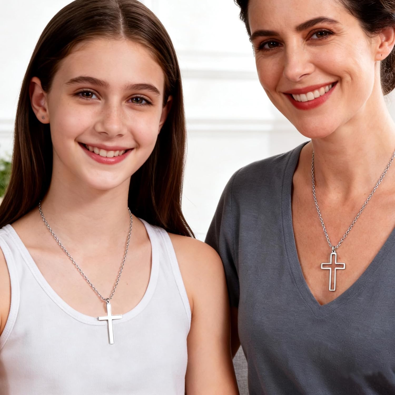 Faith Jesus Cross Pendant Necklace Set for Women Men Religious Christian Gifts Mama Gigi Grandma ID Name Necklace Birthday Jewelry - Image 7