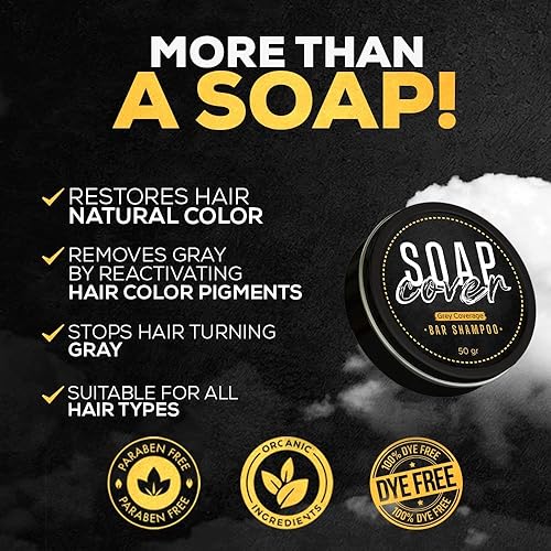 Miniatura 3 de Jabón negro para cabello gris, champú en barra inversa de cabello gris, 10.2 onzas (paquete de 6)