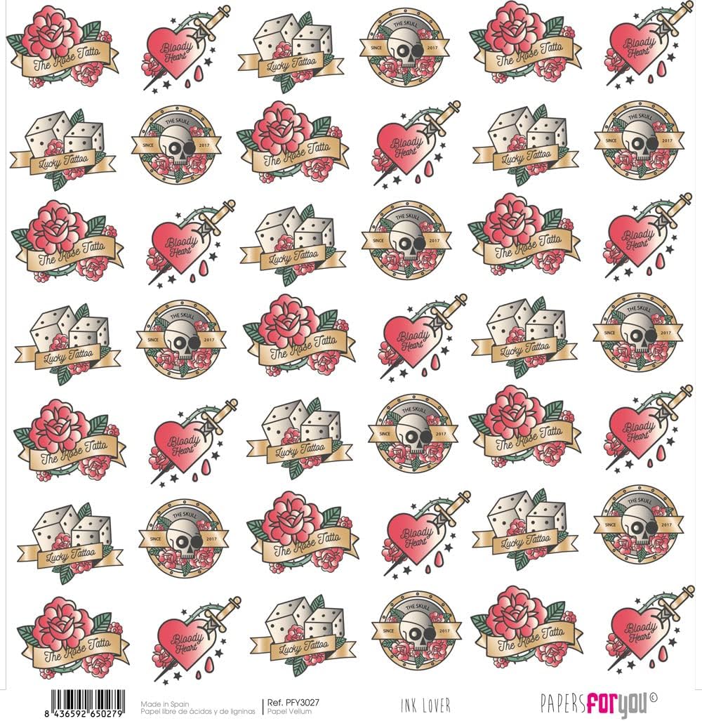 Papers for You - Vellum Scrapbooking Paper Kit | Ink Lover Collection | Includes 6 Single Sided Vegetable Papers with Different Designs | Size 30 x 31 cm (11.8" x 12.2")