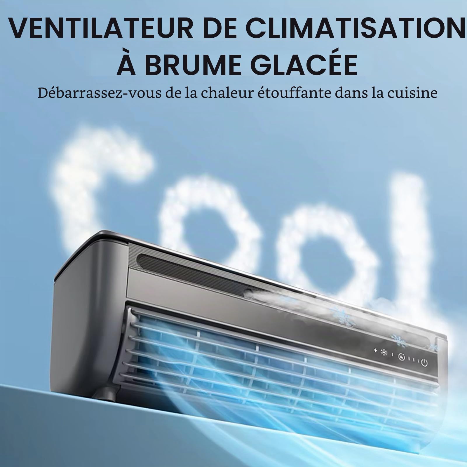 Générique Climatiseur Portable sans Fil avec Batterie de 6000 mAh et Chargement sans Fil – Pas d'installation, Refroidissement Silencieux pour Camping-Car, Chambre, Bureau, Camping
