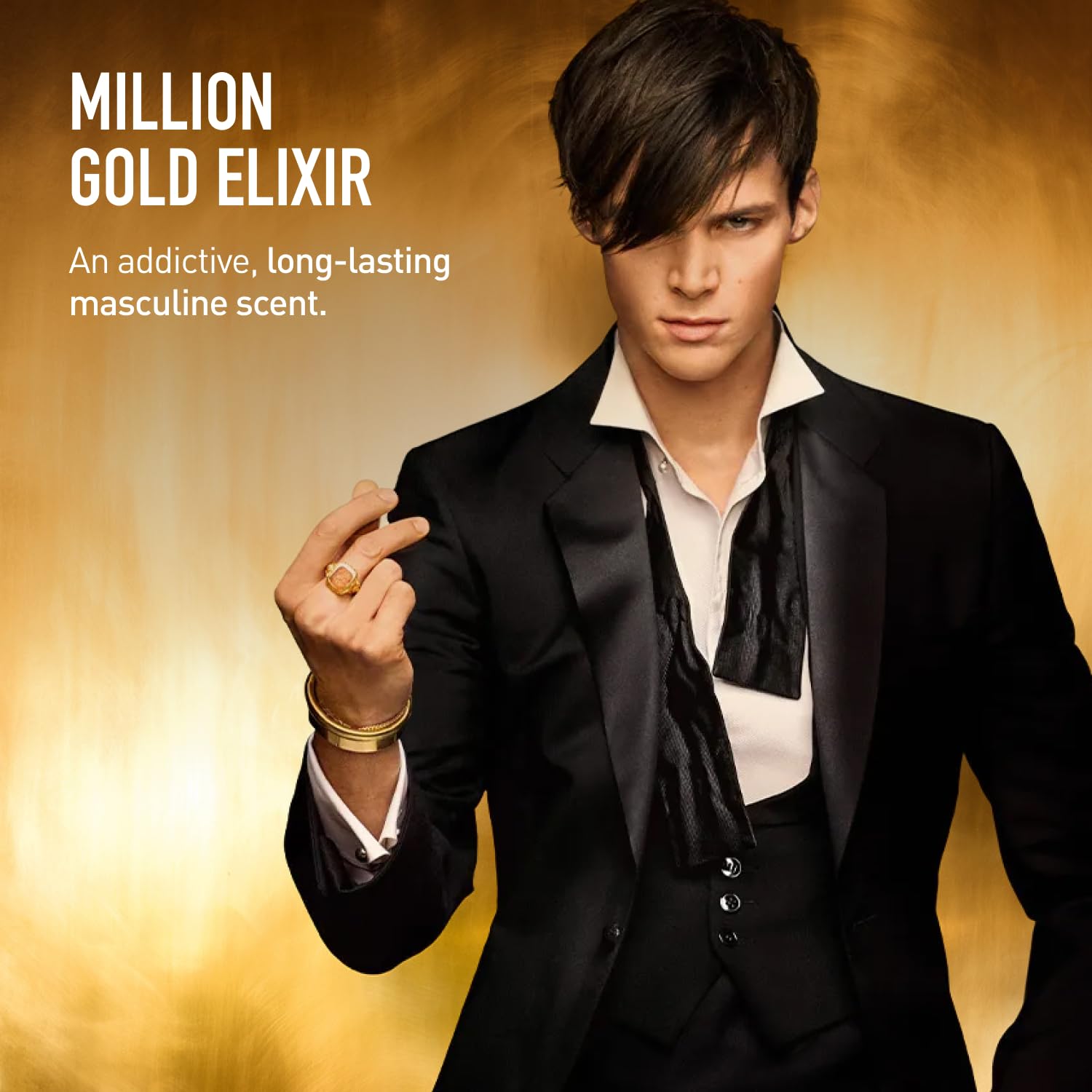 Million Gold Elixir Parfum Intense - Long Lasting Luxury Fragrance for Men with Vanilla, Mandarin & Sandalwood - Men's Perfume Spray, 1.7 oz