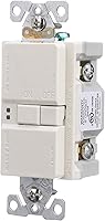 Vista 2 de Eaton GFCI - Receptáculo facial en blanco de autocomprobación 20A -125V con placa de pared de tamaño estándar, almendra clara