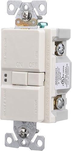 Miniatura 2 de Eaton GFCI - Receptáculo facial en blanco de autocomprobación 20A -125V con placa de pared de tamaño estándar, almendra clara