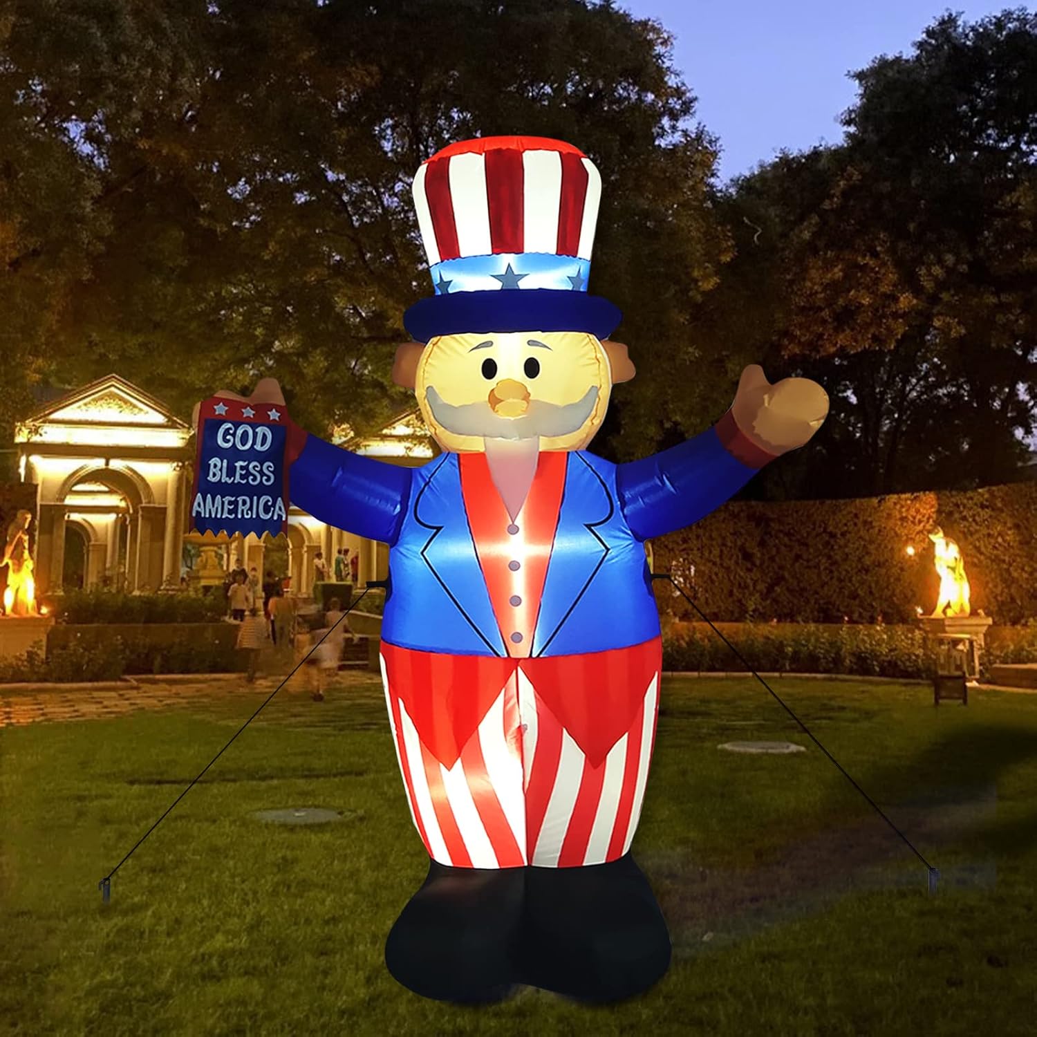 INGRINC 6 Foot Tall Patriotic Independence Day 4th of July Inflatable Uncle Sam with God Bless America Flag LED Lights Blow Up Patriotic Holiday Party Decorations for Outdoor Indoor Home Yard Lawn : Patio, Lawn & Garden