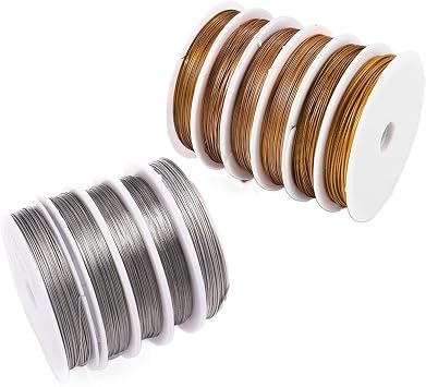 1 Roll/Lots 0.3-1.0mm Stainless Steel Wire Tiger Tail Beading Wire for Jewelry Making Finding Color Gold, Size 1.0mm*7Meter