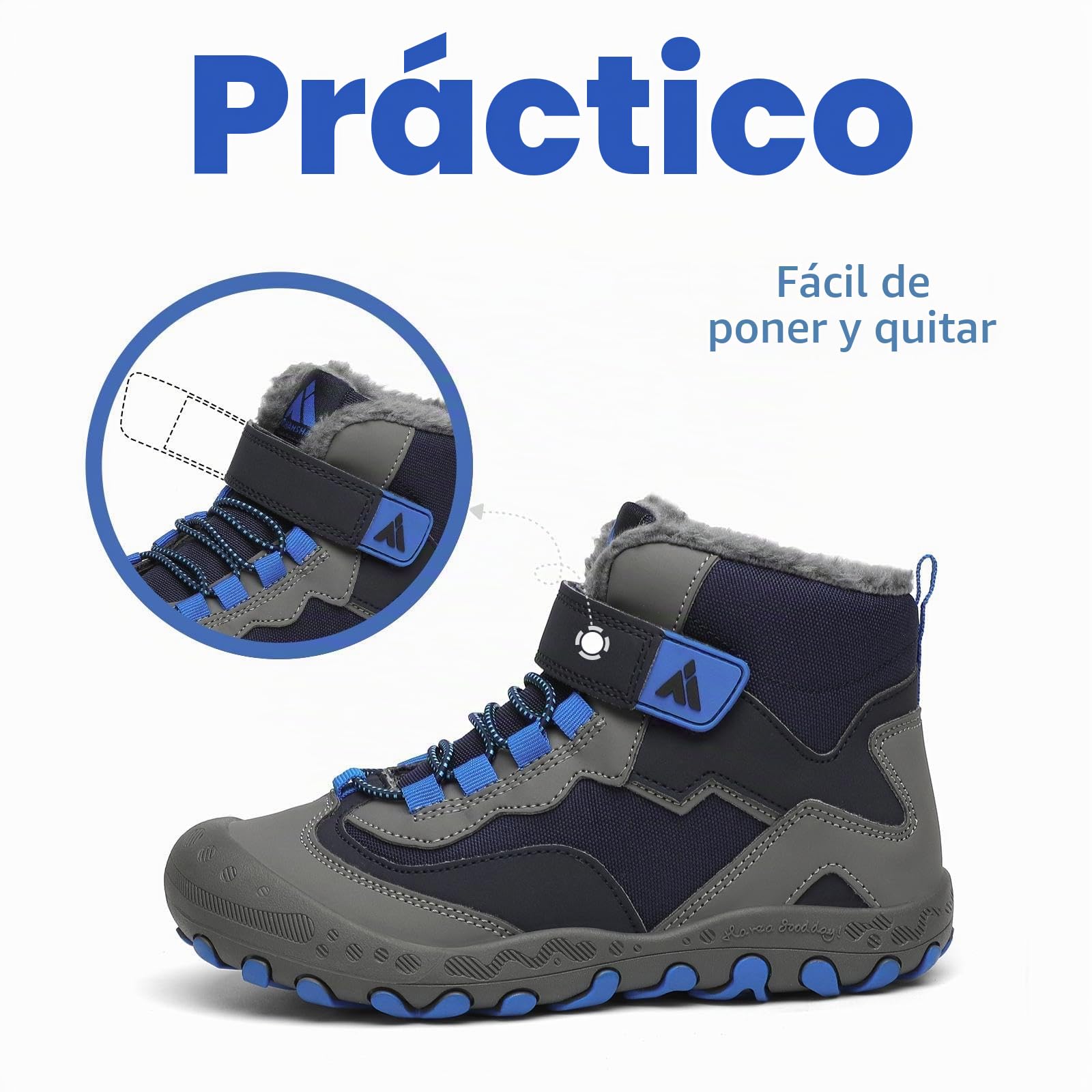Mishansha Botas de Nieve Niño Botas Antideslizantes, Azul 25 | Forro cálido, cierre de autollenado, puntera reforzada, suela con dibujo, colegio, paseos, nieve
