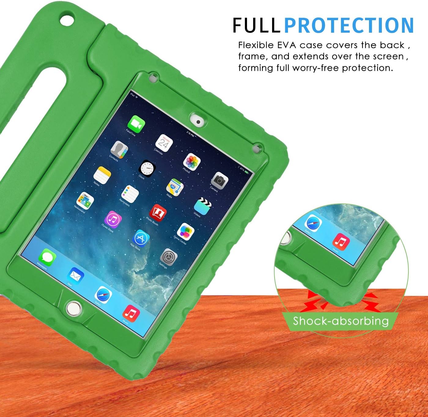 HDE iPad Mini 5 & 4 Case for Kids with Built in Screen Protector - Shockproof Handle Stand with Apple Pencil Holder Compatible with iPad Mini 5th Generation and iPad Mini 4th Generation Tablet Green