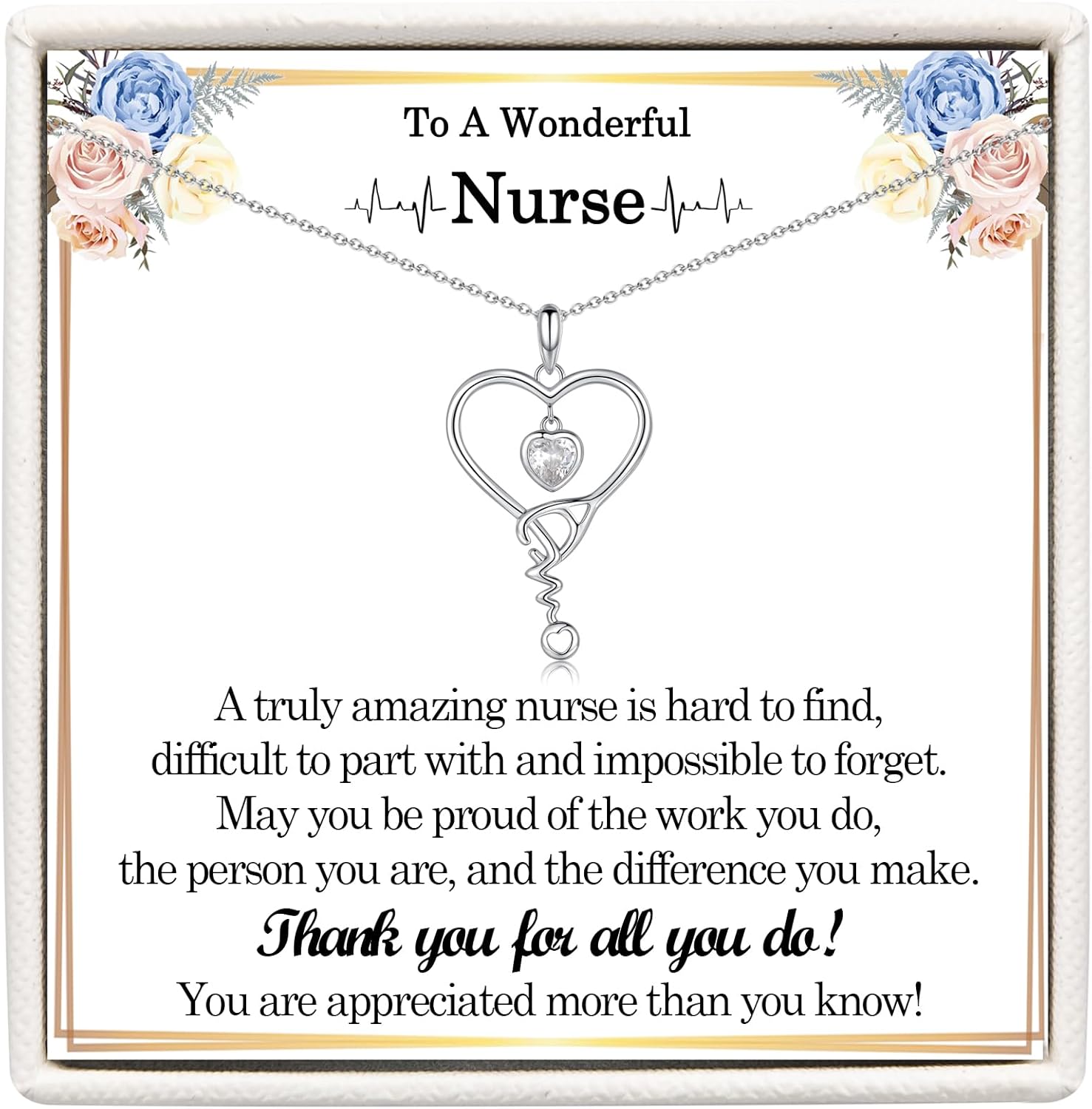Nurse Doctor Gifts for Women, Stethoscope Necklace Gifts for Nurses Preceptor Practitioner Nursing Student Medical Assistant Doctors