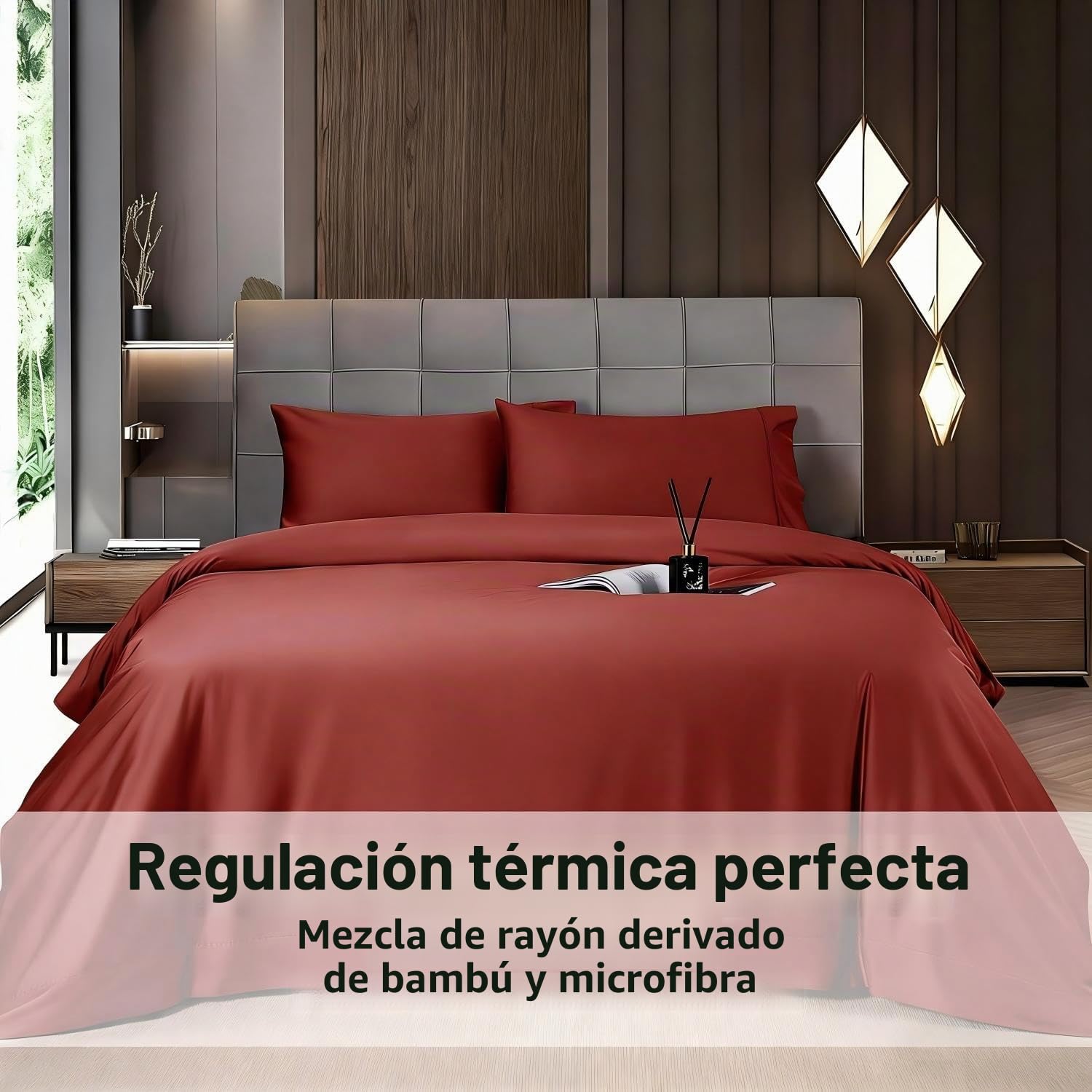 Shilucheng Juego de sábanas de bambú Transpirable y refrescante, tamaño Queen, 1800 Hilos, súper sedosas, Suaves, con Bolsillo Profundo de 16 Pulgadas, Lavable a máquina, 4 Piezas (Queen, borgoña)