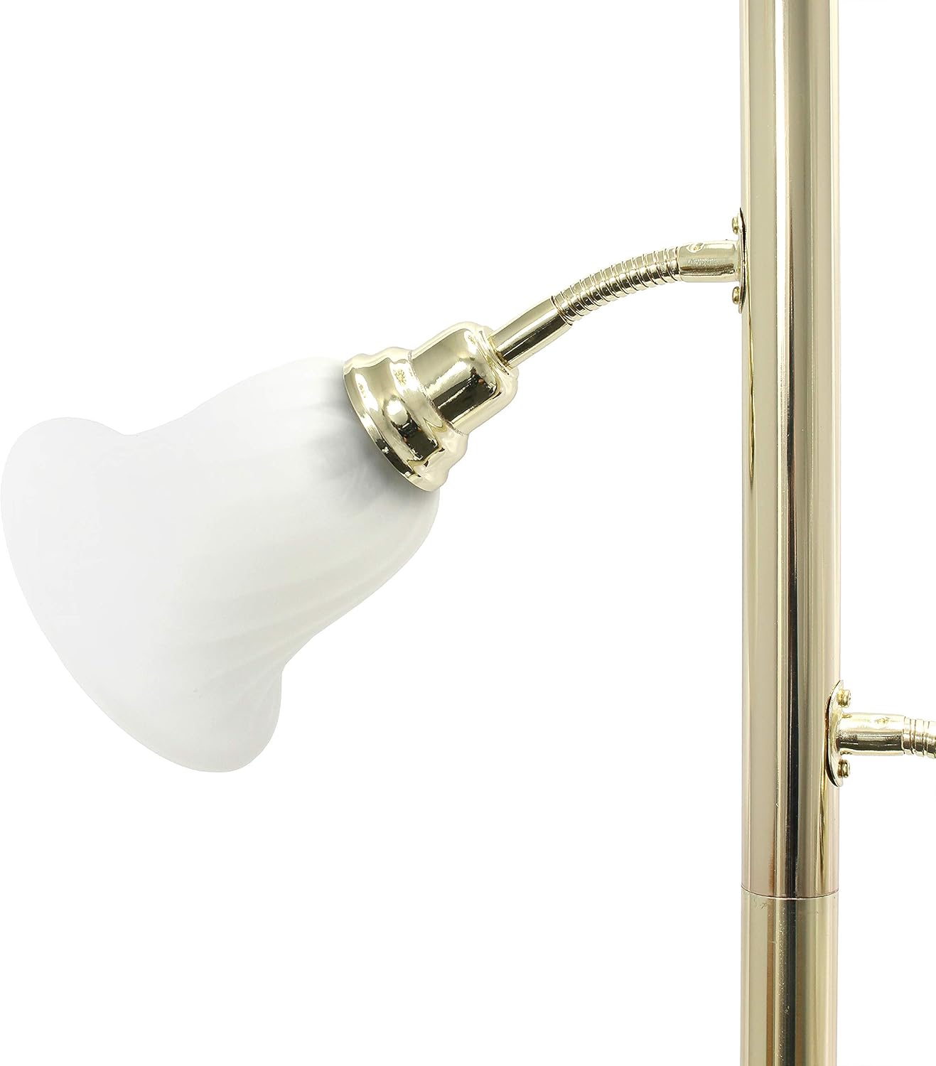 New Arrivals Elegant Designs LF2002-GLD 3 Light Scalloped Glass Shades Floor Lamp, Gold/White