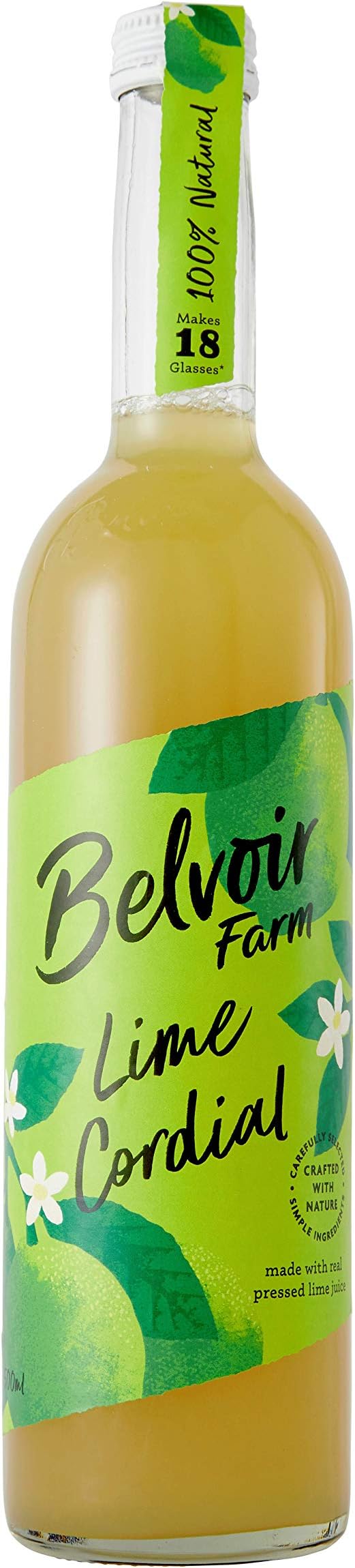 Belvoir Farm Lime Cordial - Fresh Pressed Lime Juice | Zingy Citrus Taste | Traditional Family Recipe | 100% Natural Ingredients | Suitable for Vegetarians & Vegans - single 500ml Bottle