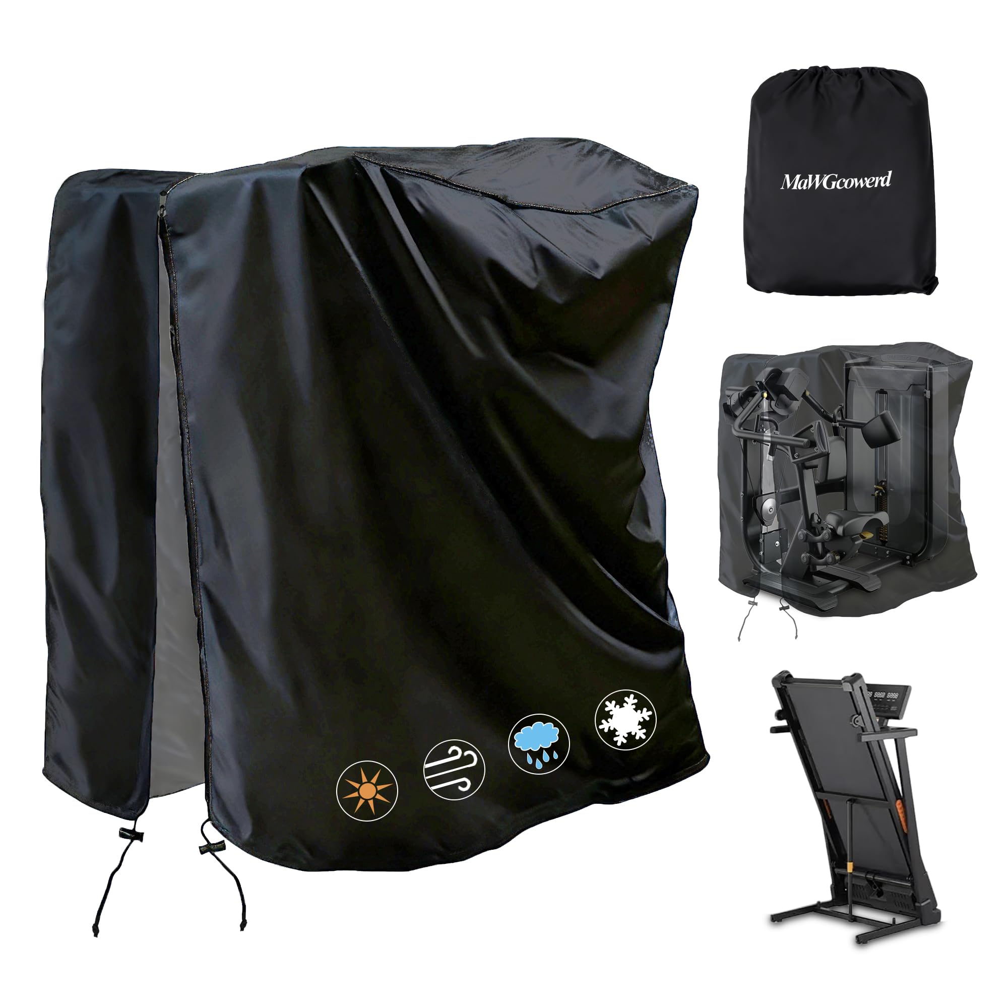 MaWGcowerd Treadmill Cover, Black, Waterproof and Easy to Use with Folding Treadmills