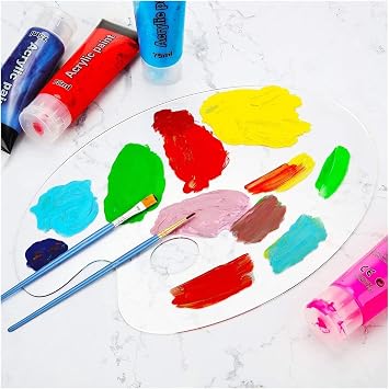 Acrylic Transparent Palette Oil Set, Oval Square, Easy to Clean, Non-Stick, Comfortable to Hold, Suitable for Artists and Beginners