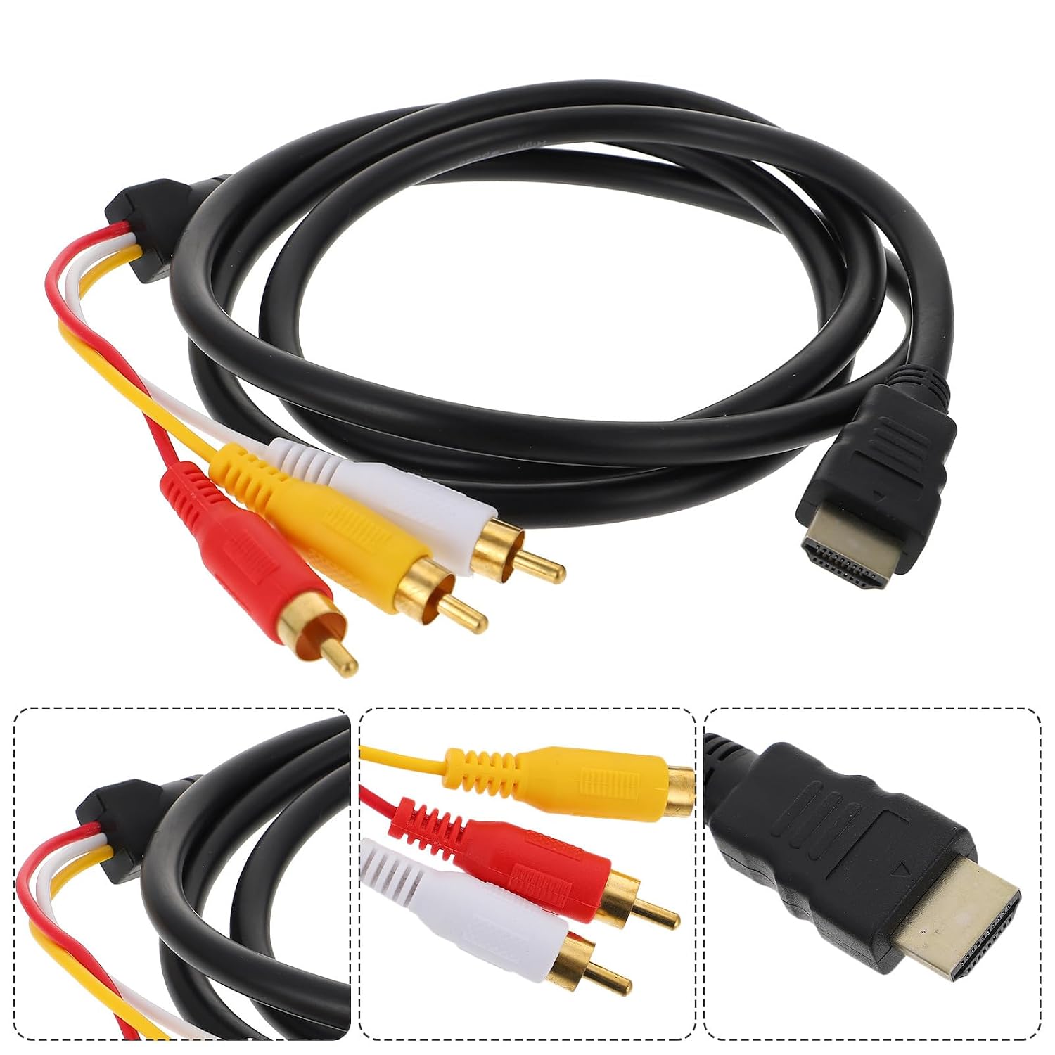 Alipis High-Definition Multimedia Interface to Composite Adapter Cable Video and Audio Connector for HDTV DVD Tv Systems, Transfer Cord for Home Theater and Multimedia Devices