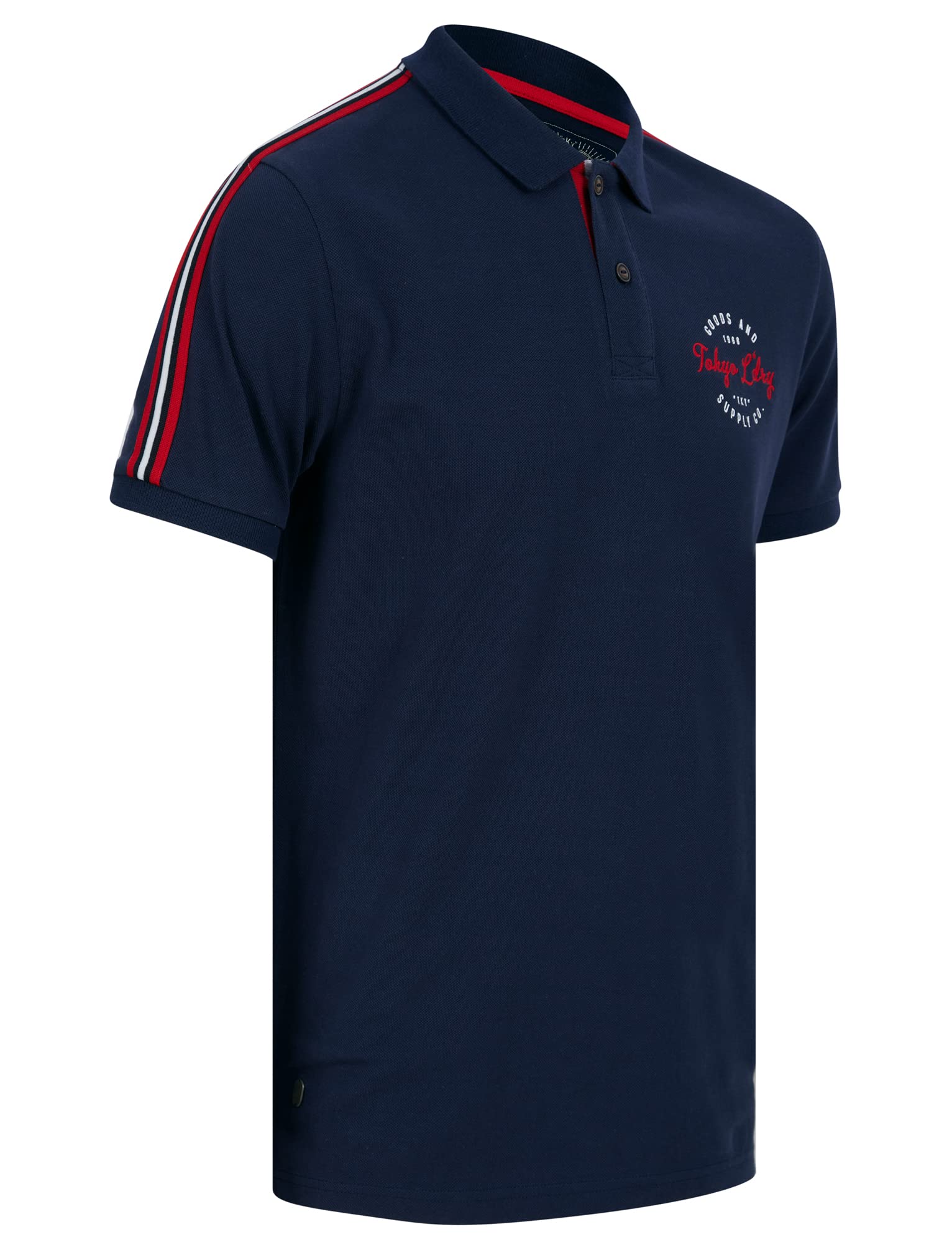 Tokyo Laundry Men's Captain Navy Blue. Taper Cotton Pique Polo Shirt