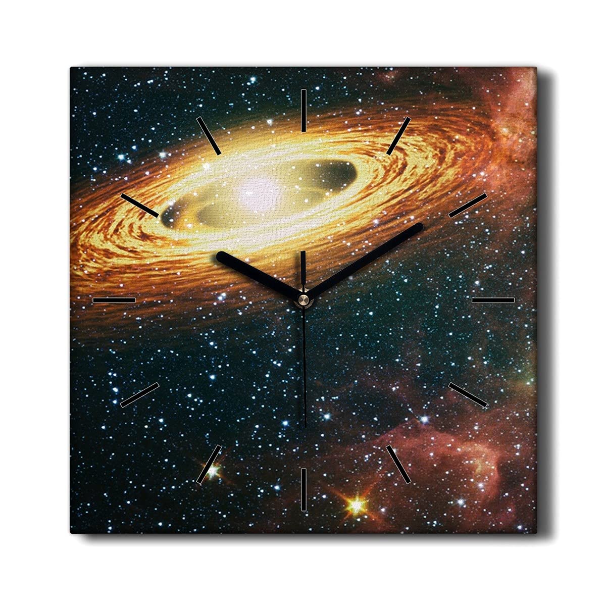 Horloge sur Toile Cosmos 30x30cm pour décoration murale de salon moderne