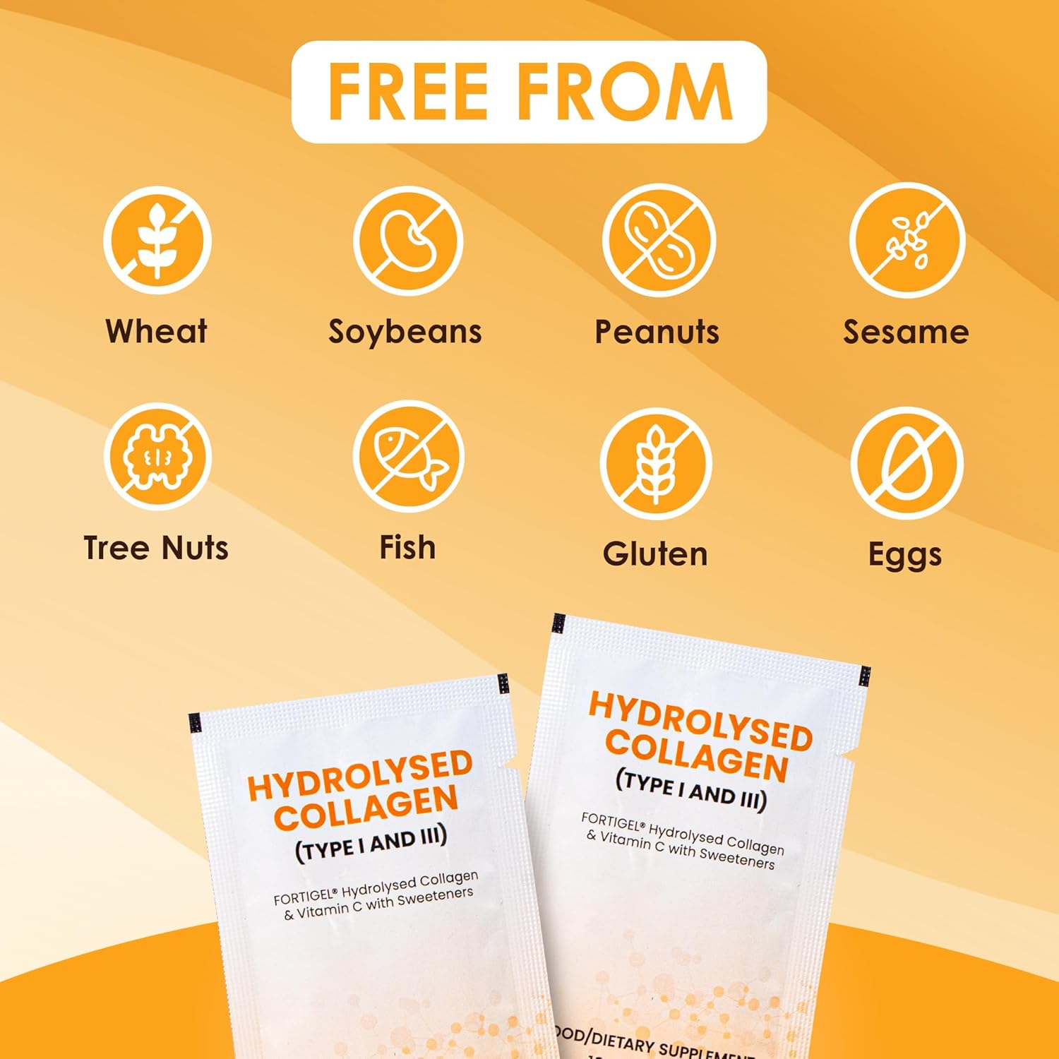 Rawleigh Collagen BCP-Max: 30 Travel Friendly Sachets - Delicious Orange-Flavoured Concentrate, 10,000mg of Hydrolysed Types I & III Collagen Peptides, Vitamin C, for Hair Skin Nails Muscles, GMO-free