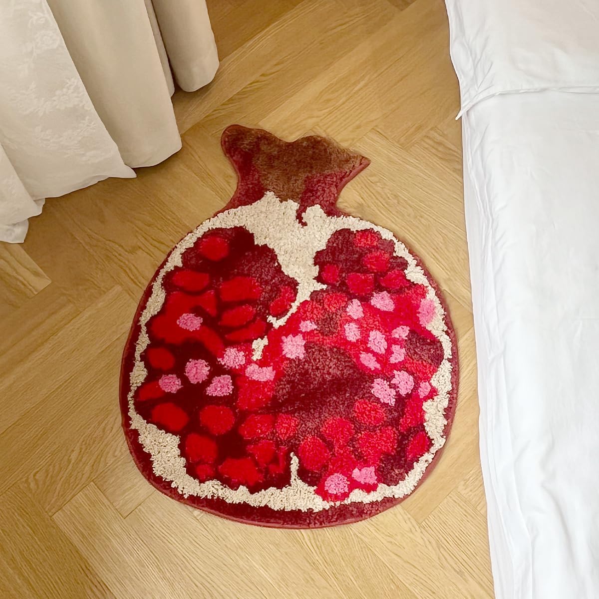 LAKEA Pomegranate Shaped Tufted Rug Decorative Living Room Carpet Bedroom Area Modern Cute Trendy Cool Thickened Luxury Cloakroom Mat (27.6X20.1 inch)