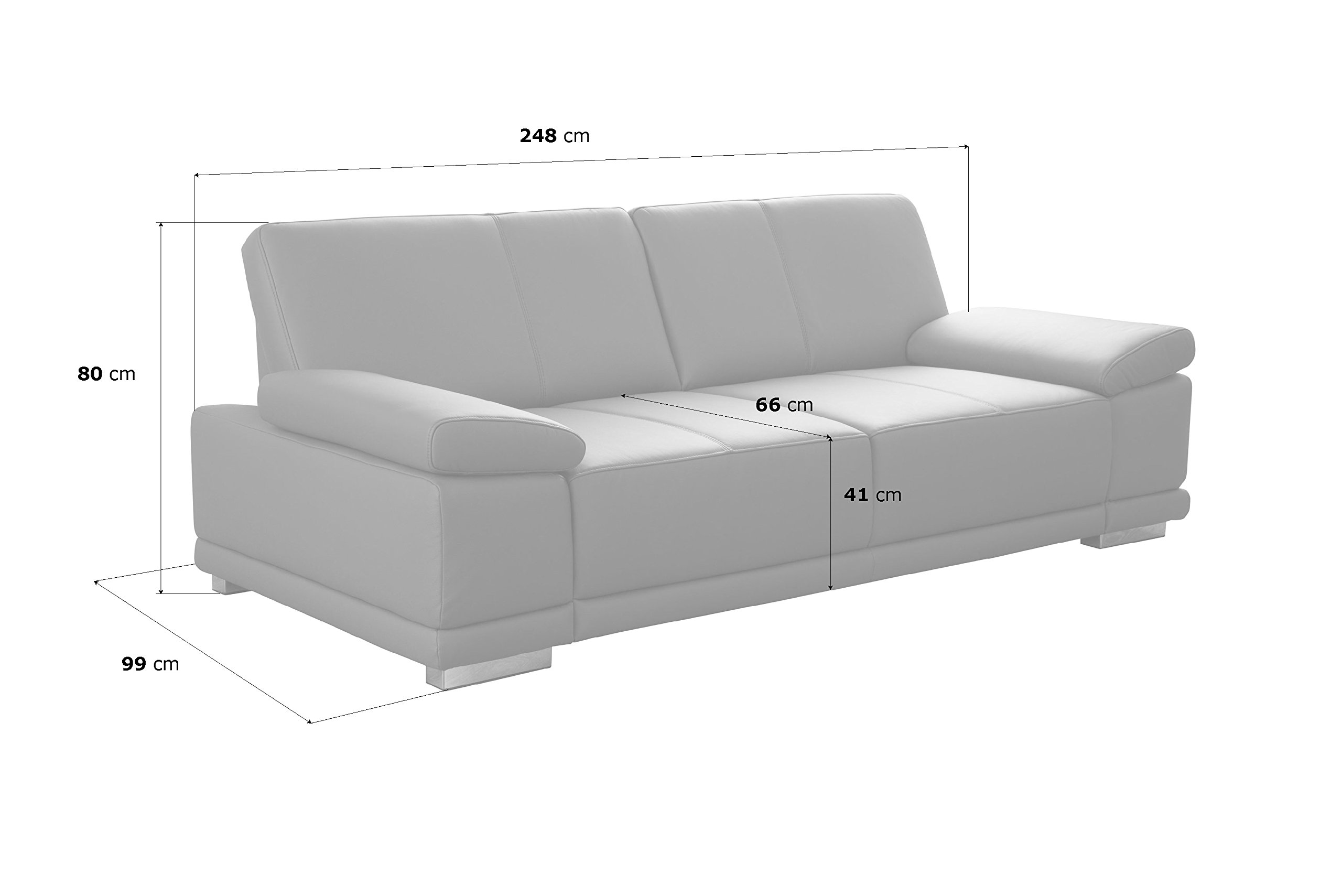 CAVADORE 3,5 Places corianne/248 x 80 x 99 cm/Cuir synthétique Bison Pure White