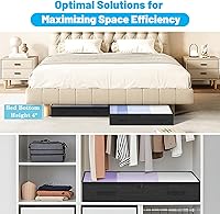 Vista 4 de Paquete de 2 cajones de almacenamiento debajo de la cama de 4 pulgadas de perfil bajo, contenedores ligeros para almacenamiento de ropa debajo