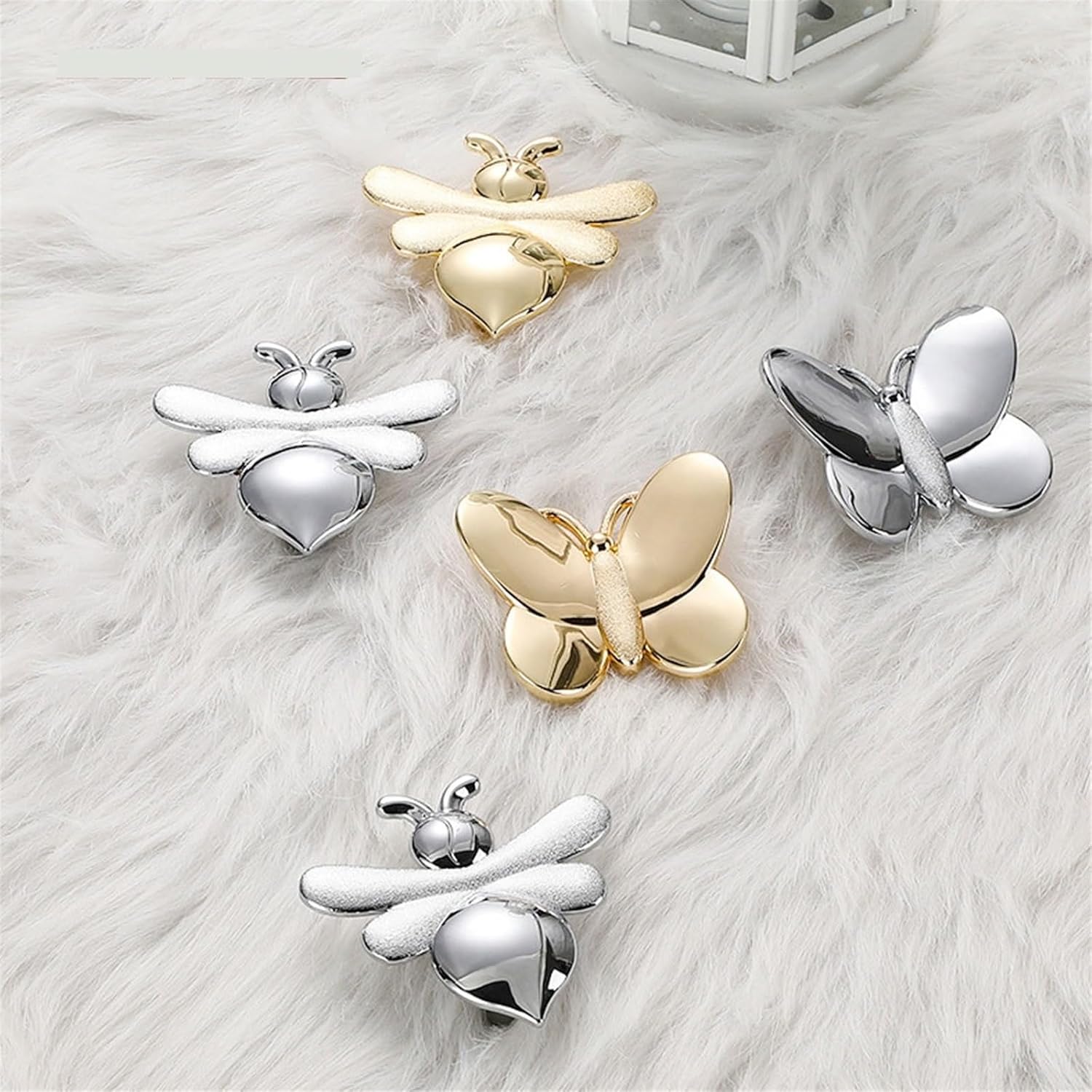 NALsa Room Cabinet Wardrobe Door Handles Drawer Knobs Creative Handle Hardware 1Pcs (Color : Silver Bee)