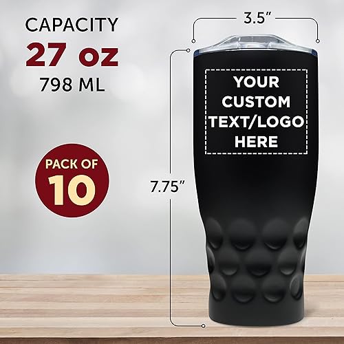Miniatura 5 de Molokini - Juego de 10 vasos de acero inoxidable personalizados de 27 onzas, paquete a granel personalizado, doble pared, perfecto para café,