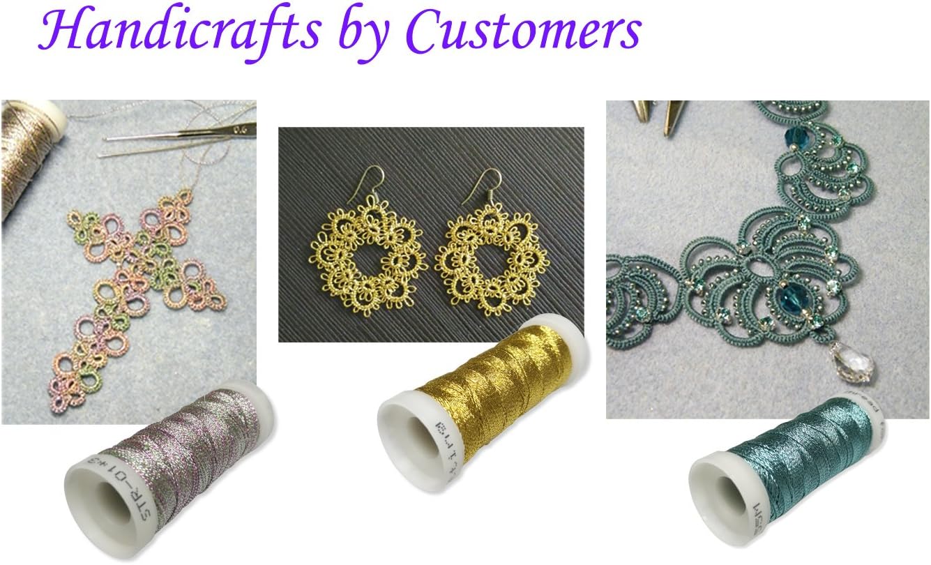 Simthread 6 Colors 3-Ply Metallic Shuttle Tatting Yarn 50 Meters Each for Shuttle Tatting Jewellery lacemaking #1