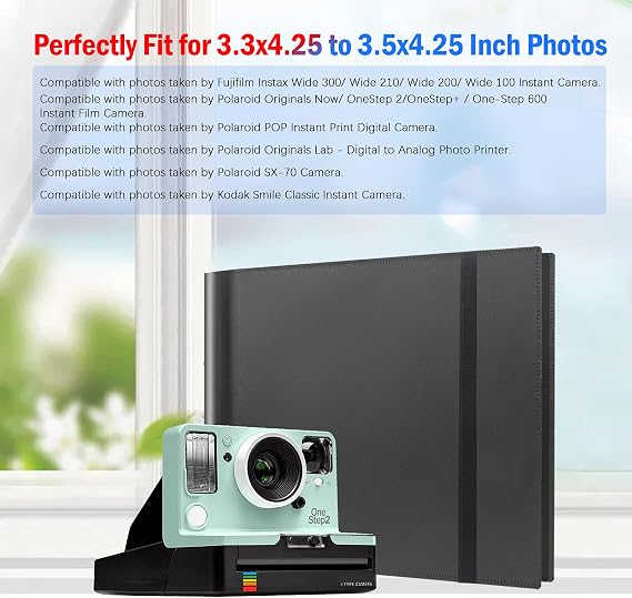 Veicevol 160 Pockets Photo Album for Instax Wide Polaroid 600/i-Type, Black
