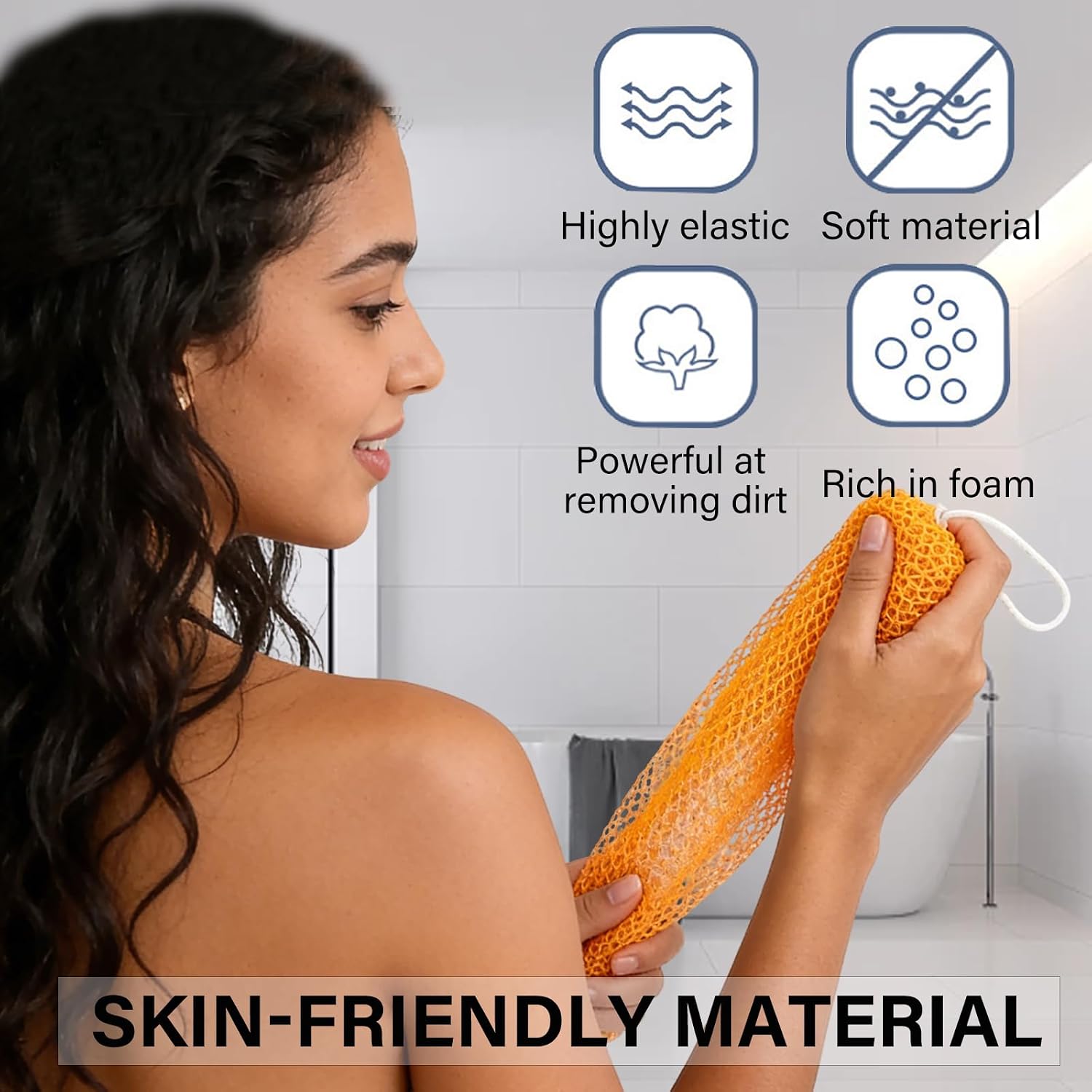 African Exfoliating Body Net Sponge, Ember and Root African Net Sponge, Exfoliating Towel, Exfoliating Washcloth Face & Body Scrub Towel for All Skin Types, Gentle Exfoliation (Bronze)