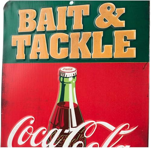 Miniatura 4 de Coca-Cola Bait and Tackle - Letrero de metal en relieve, cartel vintage de pesca de Coca-Cola para casa del lago, cabaña o cabaña