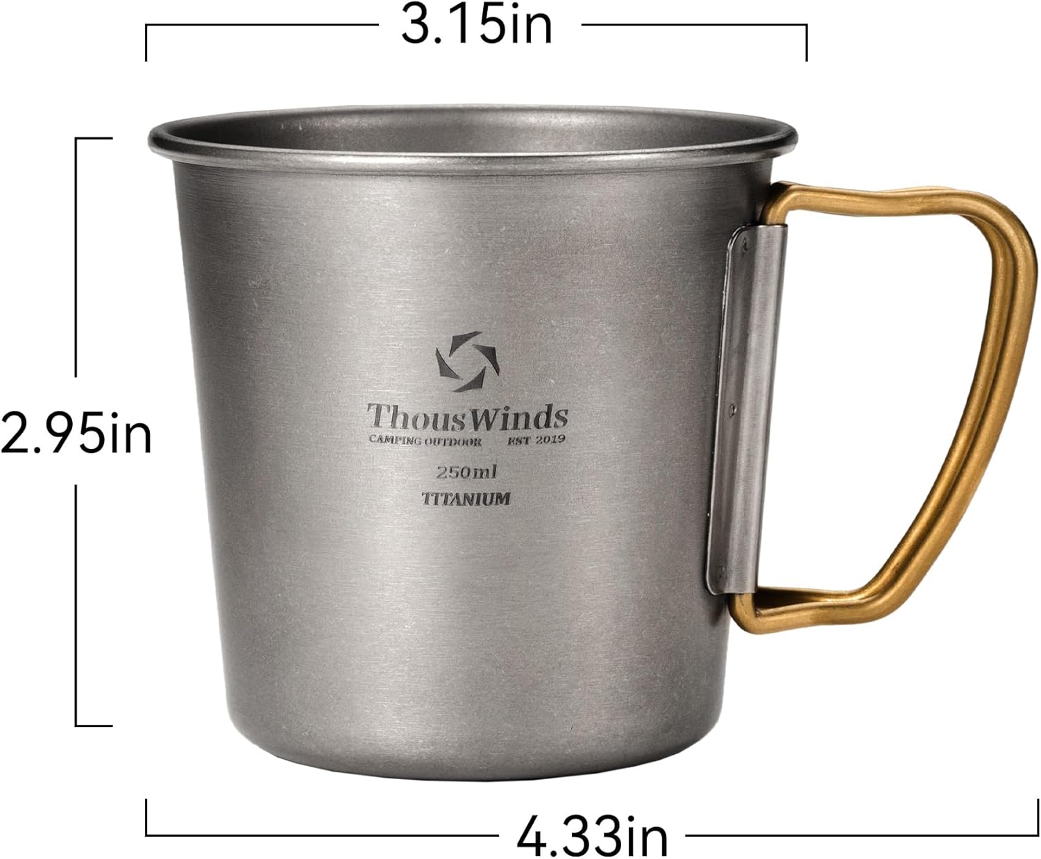 Thous Winds Titanium Mug & Spork Set, Lightweight Camping Flatware, Portable Tableware for Outdoor Backpacking Hiking Picnic