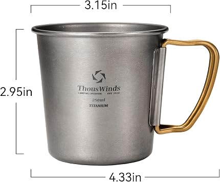 Thous Winds Titanyum kupa, 250ml kamp kahve kupa su bardağı katlanabilir saplı açık fincan sırt çantasıyla yürüyüş pişirme için