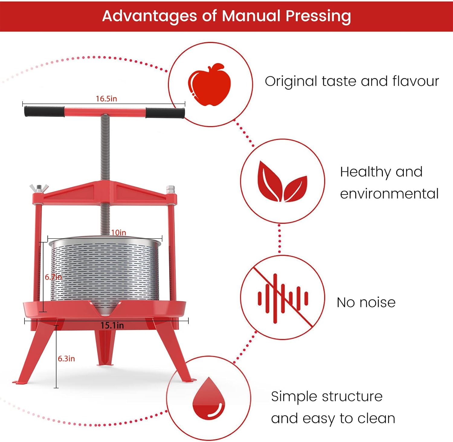 Fruit and Apple Crusher with Stand and 2.38 Gallon Heavy-duty Cross-beam Stainless Steel Fruit and Wine Press