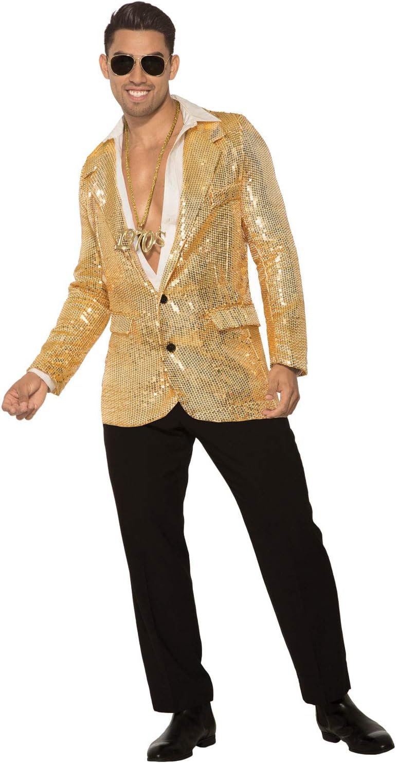 Rubies Men's Gold Disco Sequin Costume Blazer