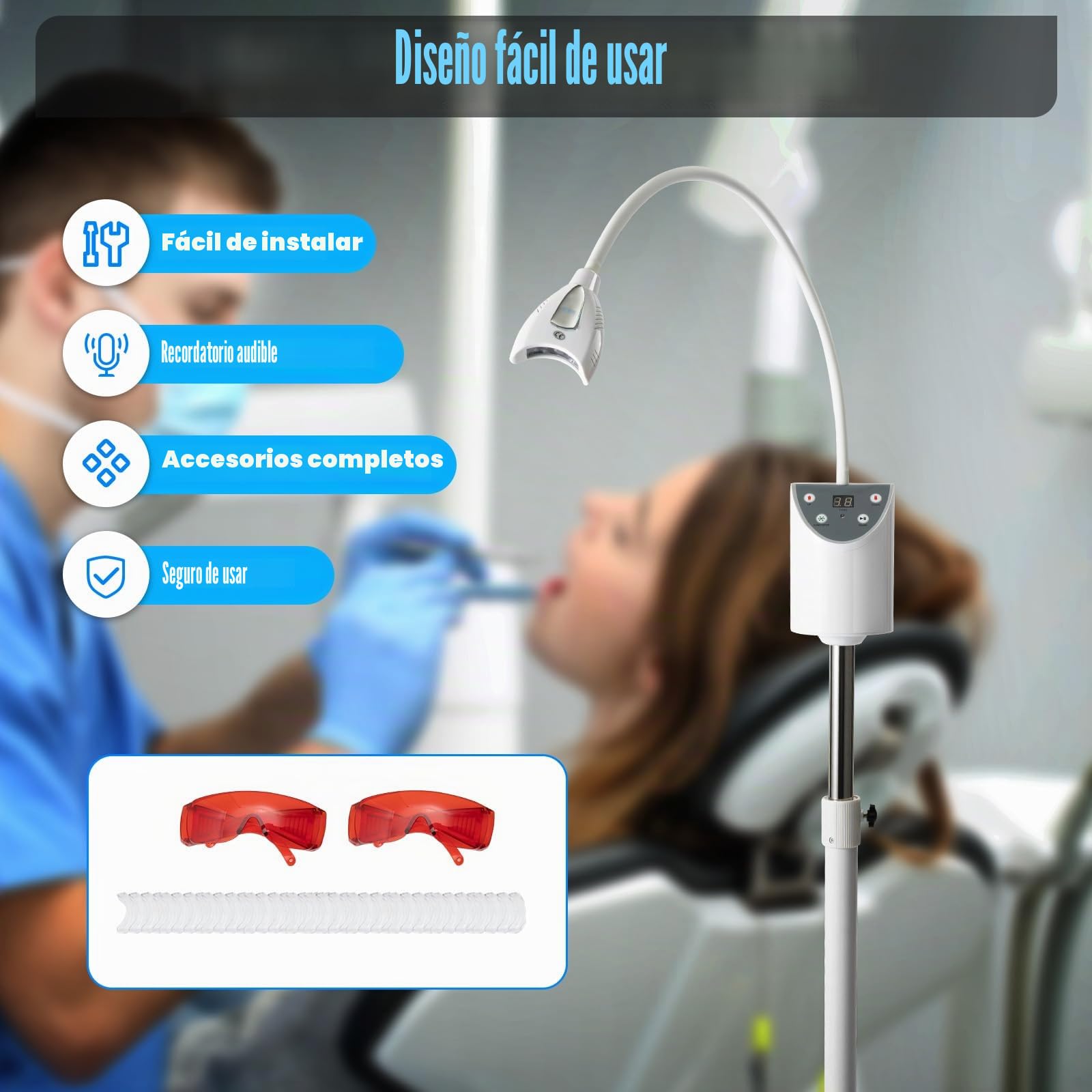 Dental Lámpara LED Blanqueamiento,Luz De Aceleración Blanqueamiento Luz Fría Máquina Blanqueamiento Dientes,Adecuado Para Limpieza Dientes Humados,Dientes Negras