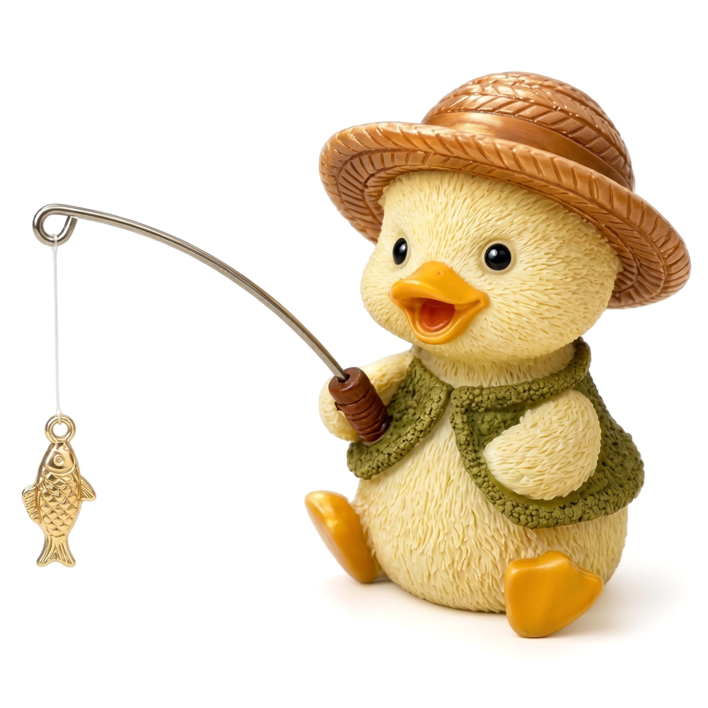 PithCogent Goose Computer Monitor Decor|Desk Figurines, Cute Fishing Duck Figurine, Hand-painted Resin Car Dashboard Decorations For Fishermen & Dads