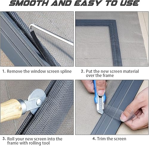 Miniatura 7 de Kit de reparación de pantalla herramienta de rodillo de pantalla con gancho de extracción de rodamientos y estrías y ranura de retención (25 pies)