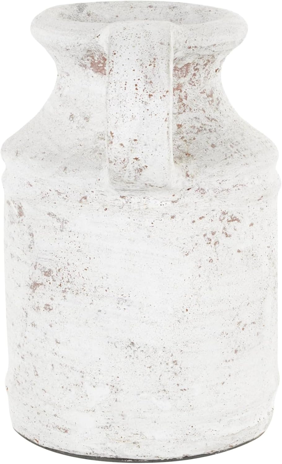 Deco 79 Ceramic Decorative Vase Antique Style Textured Centerpiece Vase with Terracotta Accents and Ring Handle, Flower Vase for Home Decoration 8" x 6" x 10", White